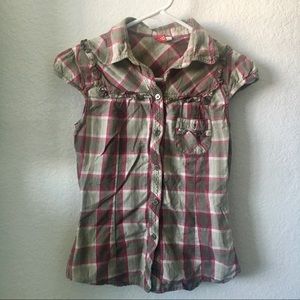 H&M plaid button down top